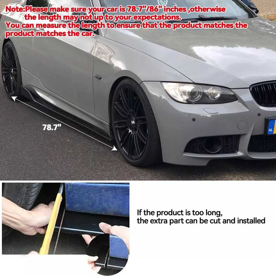 78.7'' Side Skirt Splitter Lip + Rear Bumper Diffuser Canard For Hyundai Elantra - Image 4 of 4