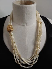 DESIGNER SIGNED ORIGINAL PRYM 4GB RUNWAY STATEMENT Faux Pearl NECKLACE 23”