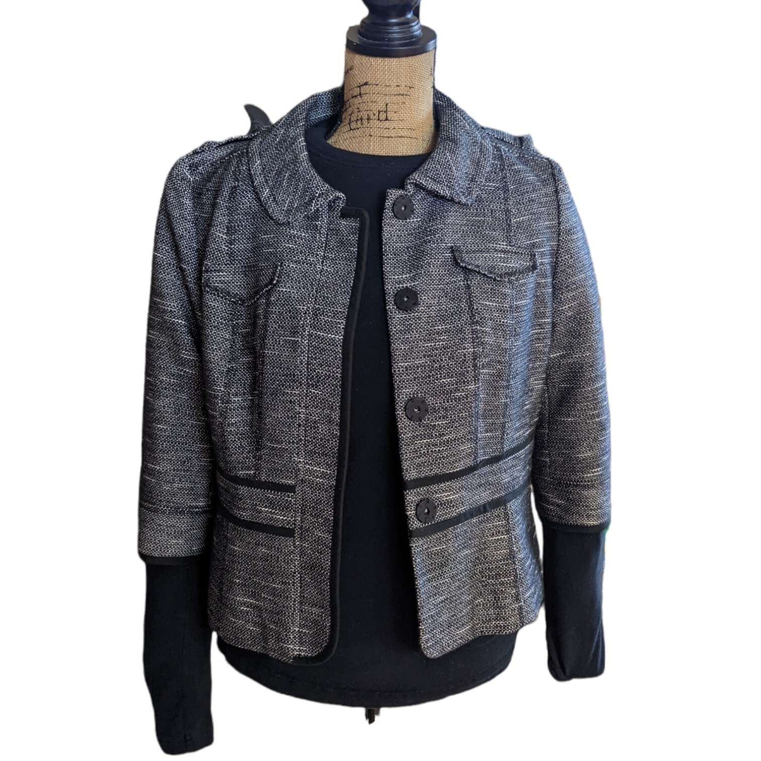 GINEVRA BLAZER- BLACK & WHITE TWEED