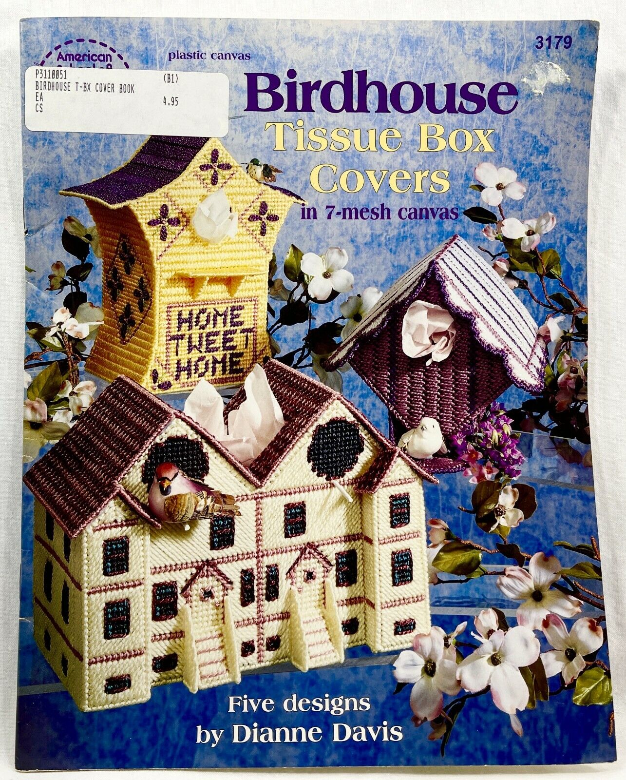 1996 Vntg ASN Birdhouse Tissue Box Covers 3179 Plastic Canvas 