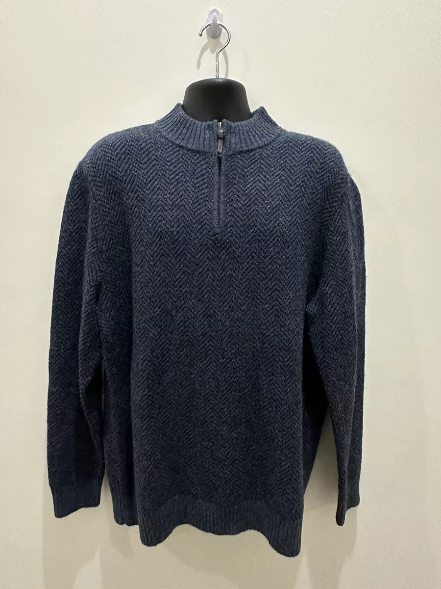 PENDLETON Washable Shetland Wool Quarter Zip Sweater Men s XL Blue