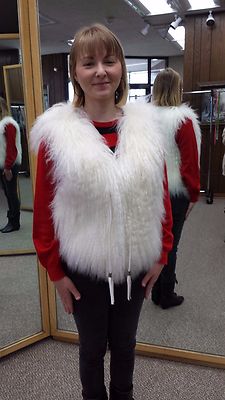 White Tibetan Lamb Fur Vest - size S CLEARANCE