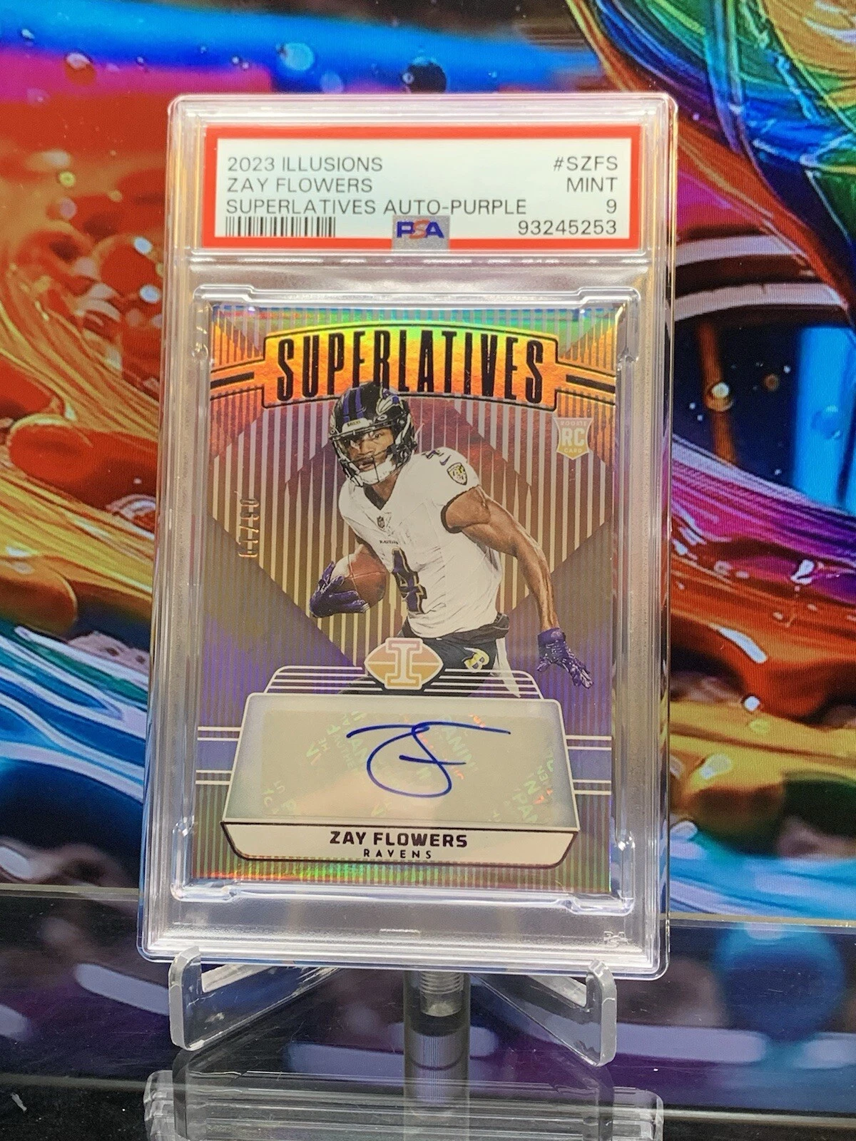 Zay Flowers Panini Illusions Superlatives Autographs #SZFS Purple