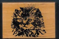 CAT KITTEN FACE FLUFFY FUR FRIEND Love Home Pet NO BRAND wood CRAFT RUBBER STAMP
