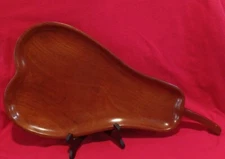 Vintage Mid Century Pear Shaped Caribcraft Mahogany Platter Art Deco Party Decor