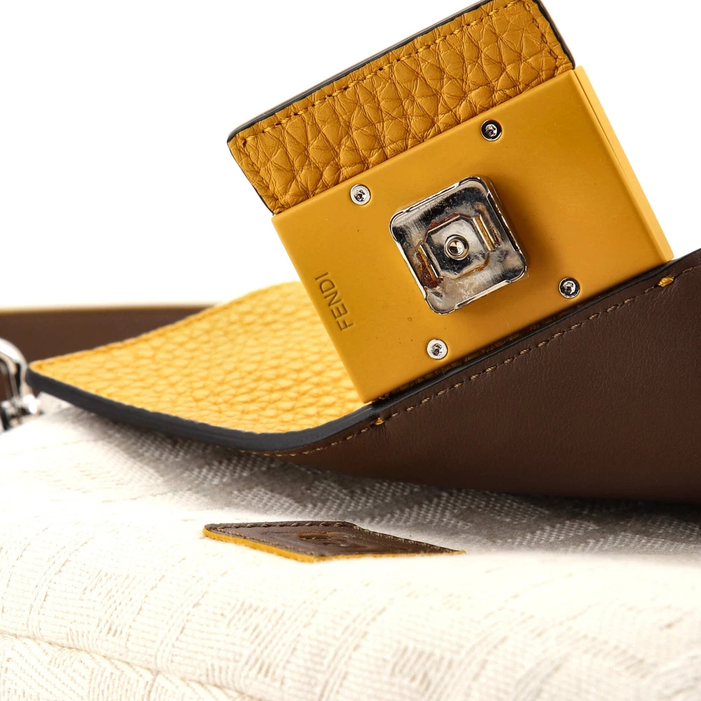 Fendi Baguette Convertible Belt Bag in Zucca Canvas with Leather Trim Medium
