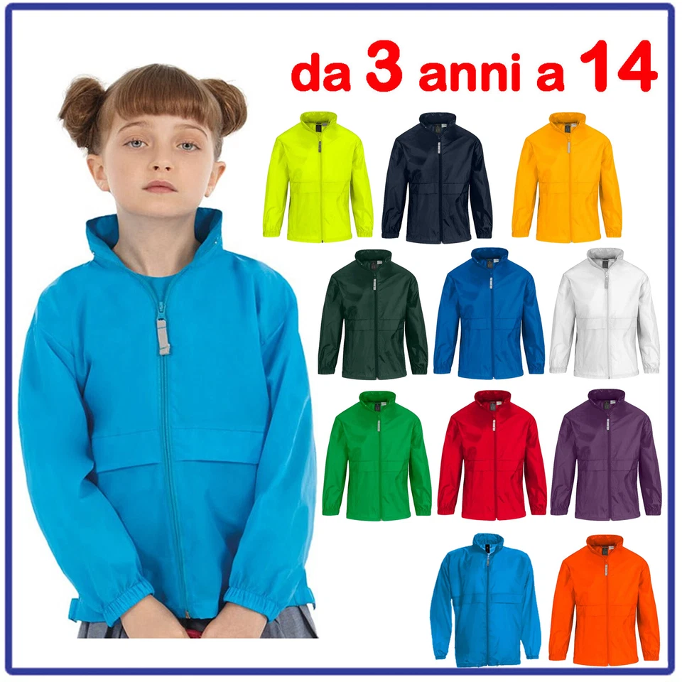 k way impermeabile giacca a vento bambino bambina cappuccio in anti pioggia kway
