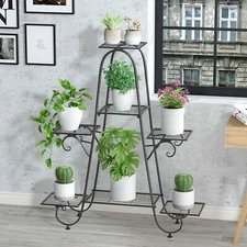 Stable 7 Tier Metal Plant Stand Flower Pot Rack Display Holder Shelf Home Garden