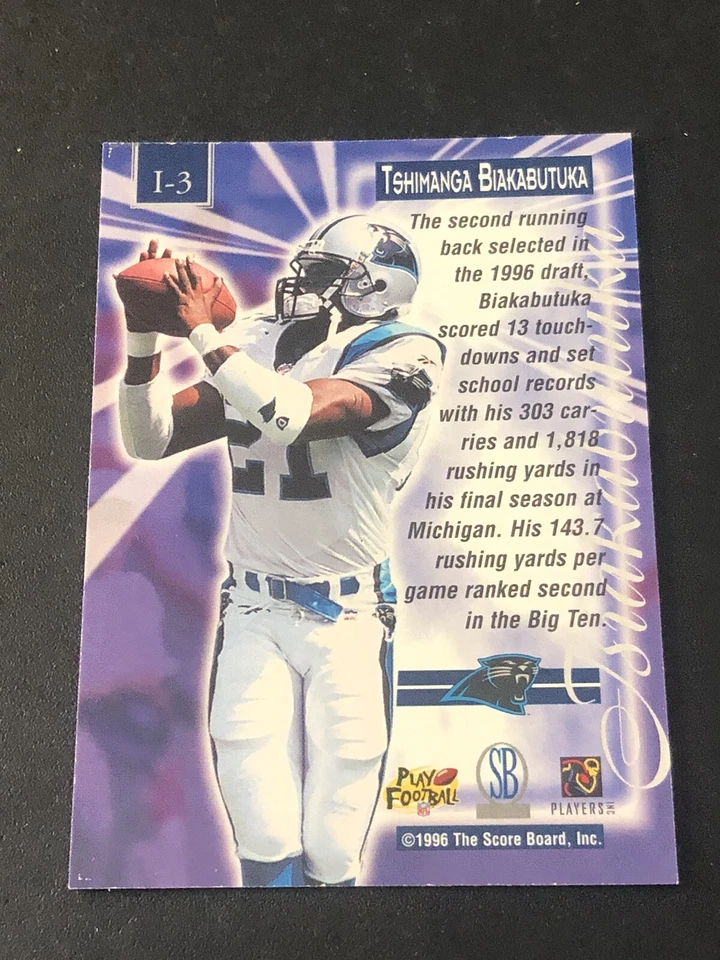 1996 Score Board NFL Lasers Laser Images Tim Biakabutuka Tshimanga Rookie RC - Image 2 of 2
