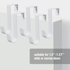 4 Pack over the Door Hooks, Sturdy Metal Single White Door Hanger Hooks for H...