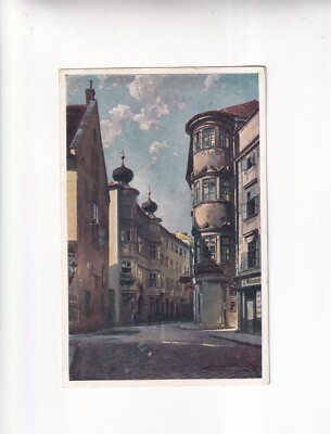 5049) Ansichtskarte LINZ a. d. Donau 1928 Künstler AK mit Gasse u. Häusern