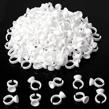 300X Tattoo Rings Cups Disposable Glue Holder Plastic Tattoo Ink Pigment Ring S