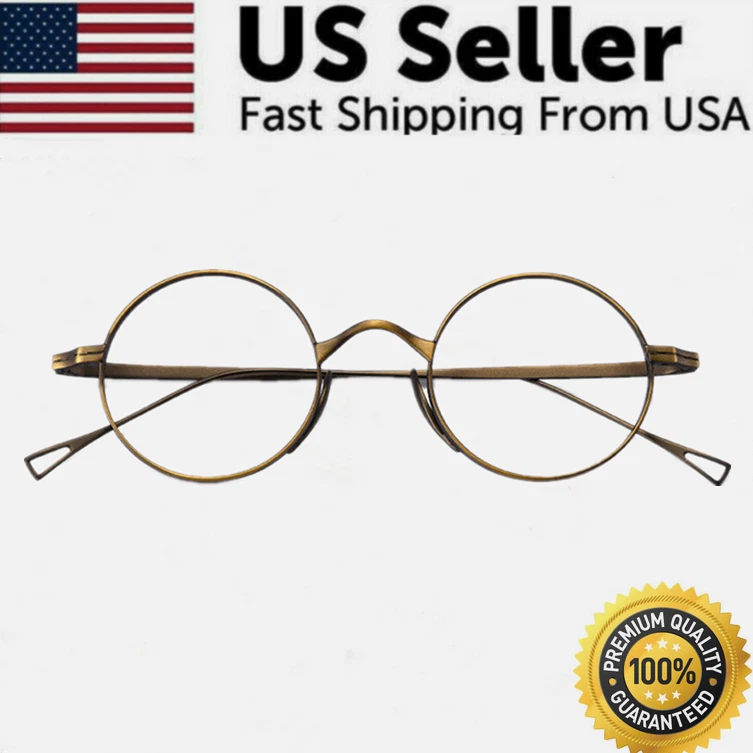 Japanese Titanium Handmade Retro Eyeglass Frames Women Men Round Glasses US - Image 3 of 4