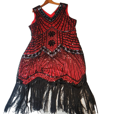 BABEYOND Womens 3XL Flapper Dress Beaded Sequins Fringed Great Gatsby Cosplay