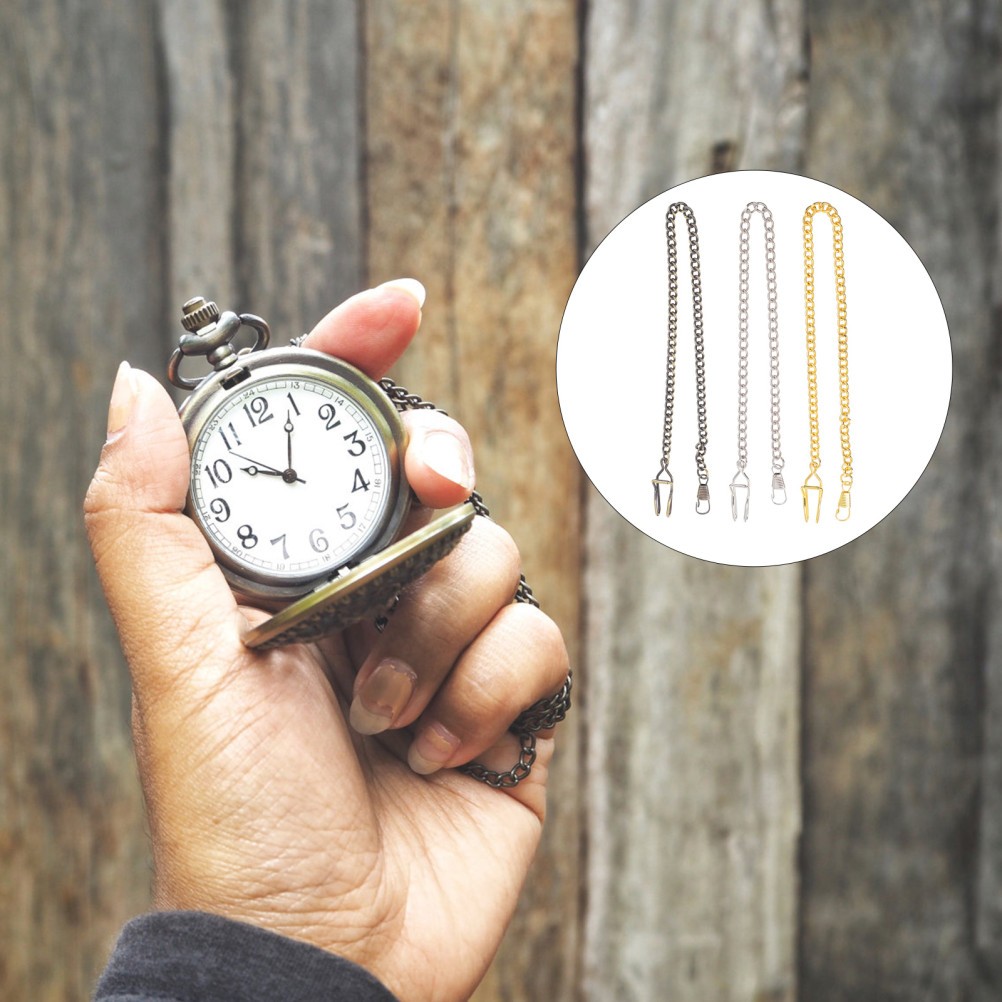 Vintage Reusable Metal Pocket Watch Chains 3Pcs Multi Functional Hanging Chains
