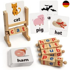 Montessori Holz Alphabet Lernspielzeug 2 in 1 Sichtwort Karteikarten Rechts