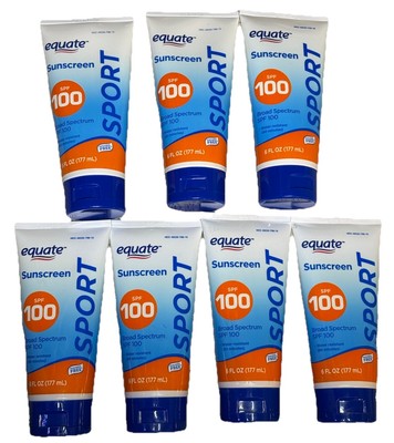 7 X Equate Sport Sunscreen Broad Spectrum SPF 100 Water Resistant 6oz See Photos