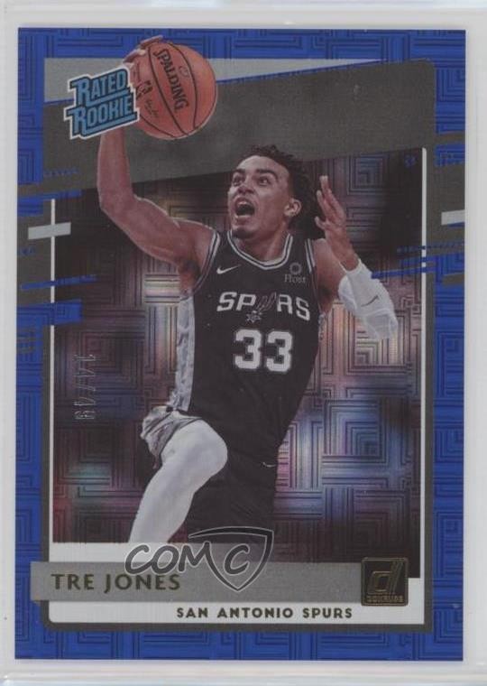 2020-21 Panini Donruss Rated Rookies Choice Blue 14/49 Tre Jones Rookie RC 0m89