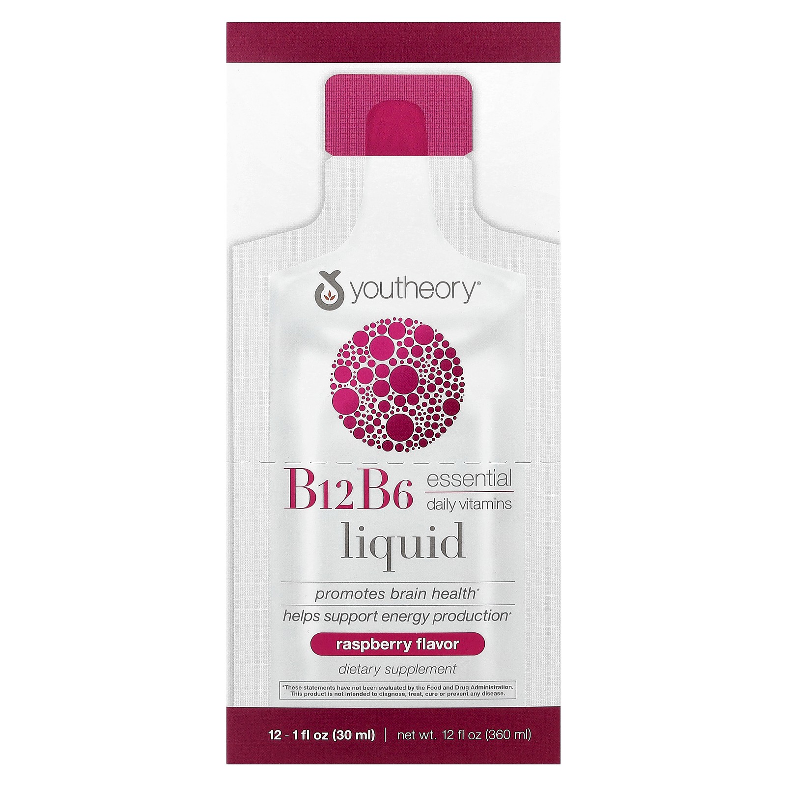 B12 B6 Liquid, On The Go, Raspberry, 12 Packets, 1 fl oz (30 ml) Each