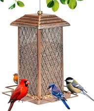 Bird Feeder for Outdoor, Heavy Duty Metal Wild Bird Feeders for Outside Hanging,