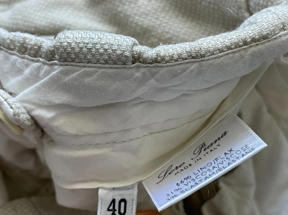 Pantalones Loro Piana para mujer 40 (cintura 24") mezcla de lino silenciosos de lujo hechos en Italia Foto 4 de 4