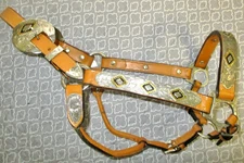 Flashy-n-Classy quality Silver Black Gold Diamond Accent Trim SHOW horse halter