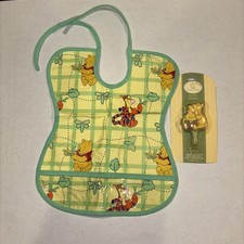 Vintage Pooh bib And Pacifier Clip. Excellent Condition