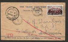 CEYLON, 1959 LOCAL COVER, READDRESSED, AND RETURN LETTER CANCEL APPLIED.