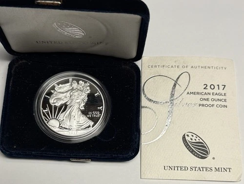 2017-W GEM PROOF American Silver Eagle Dollar, $1 U.S. .999 Coin ASE