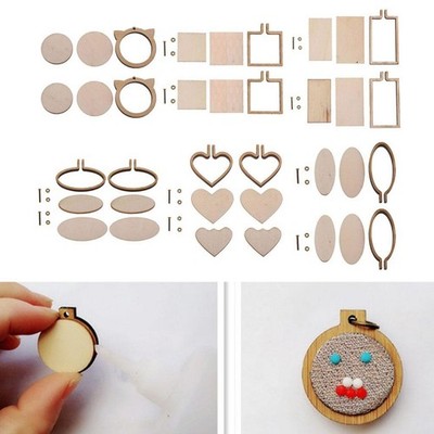 2er Set Mini Stickrahmen aus Holz, Handnährahmen, DIY Halskettenbasteln