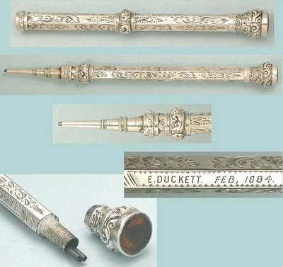 Antique Sterling Silver Pencil In Collectible Mechanical Pencils 