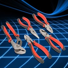 5 Pcs Linesman Electrical Cutting Twisting Pliers Wire Cable Cutter Tool Set