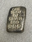 Atlantis Mint Skull and Bones 1 oz .999 Fine Silver Hand Poured Bar-Nice Toning!