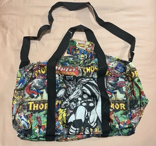 Marvel Comics Thor Duffel Bag with Shoulder Strap, Vintage Look
