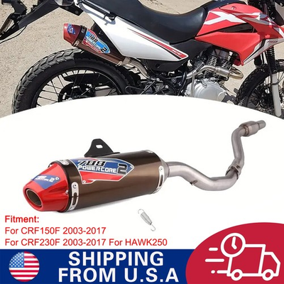#ad Full Slip On Exhaust Muffler Exhaust System For CRF150F CRF230F 03 17 HAWK250 $82.99