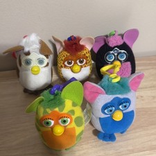  5 Mcdonalds FURBY 2000 Plush Keychain Toys Tiger Electronics Lot