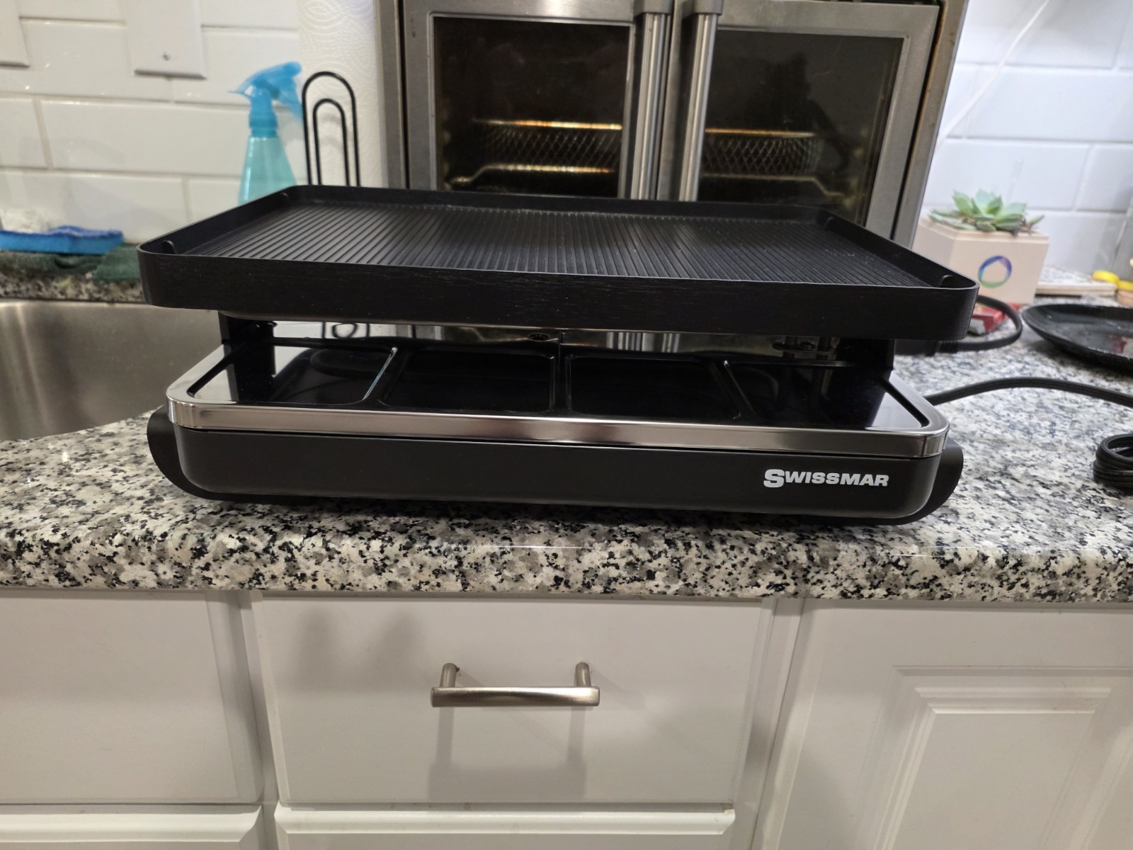 Swissmar Classic Raclette Grill - Red Non-Stick Reversible - 8 Person 6 Pans