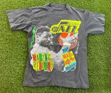 Vintage 90s Karl Malone Utah Jazz "Raging Rebound" Faded T-shirt Single Stitch