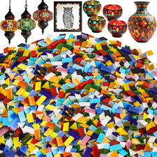 1600 Pcs Mosaic Tiles, Glass Mosaic Tiles for Crafts Bulk, Assorted Color Staine