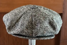 Vintage Capas Headwear NY Newsboy Flat Cap 8 Panel Hat Gray 2XL Tweed Union USA