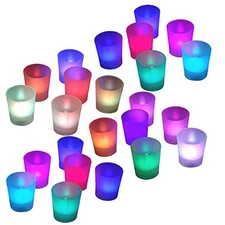 24 pieces Multicolor Votive Tea Light LED Flameless Wedding Party Table Decor...