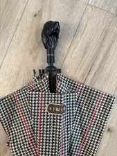 Aramis Houndstooth Bloodhound Dog Head Handle Large Umbrella VTG