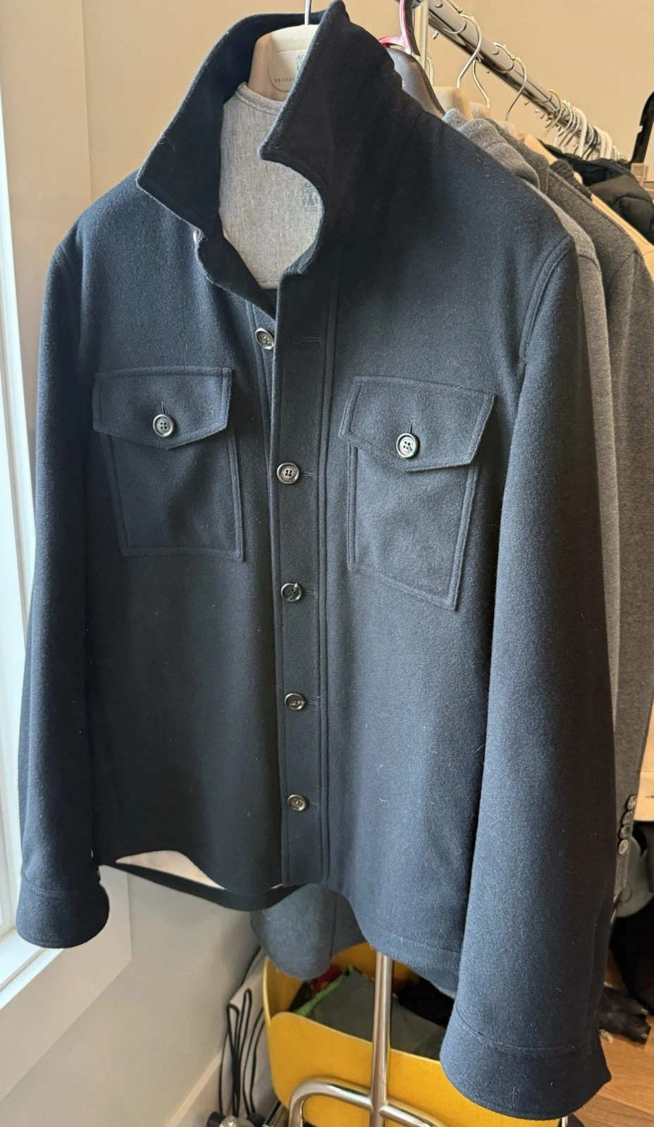 Brunello Cucinelli Cashmere Shirt Jacket, Lined, Black, Size 48 (medium). $6,495 image 12