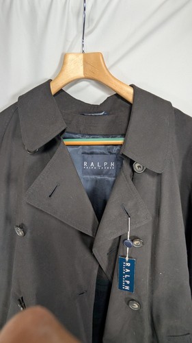 Ralph Lauren Trench Nero Uomo 40S Qualità Trench Coat Fodera Zip - Foto 6 di 23