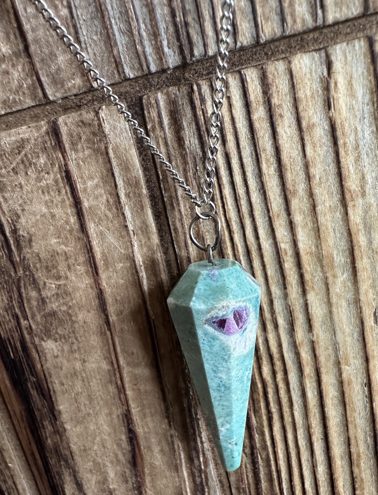 Ruby Zoisite Pendulum Point Pendant & 36" Necklace - image 1