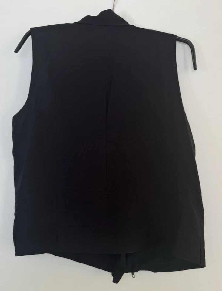 Mason Mujeres Talla 4 Doble Cremallera Bolsillos Negro Chaleco Cuello Seda Sin Mangas Moto Foto 2 de 4