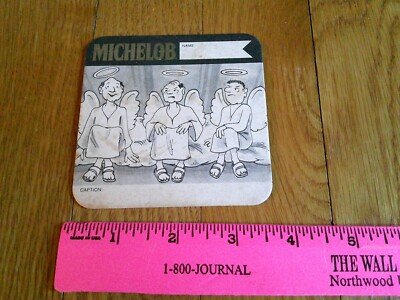 1980s Michelob Beer Coaster Angels Add Your Caption Humor Collectible USED