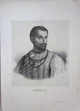 1846 AMEDEO V di Savoia il Conte Grande litografia Gemelli Doyen Isnardi