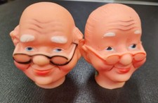 Vtg Mr Mrs Santa Claus Fibre Craft plastic Doll Heads 2.5"