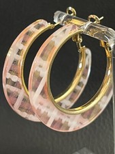 FUN NEW PAIR WOMEN'S MULTI COLOR ACRYLIC HOOP EARRINGS 44MM FASHION ACCESSORIES